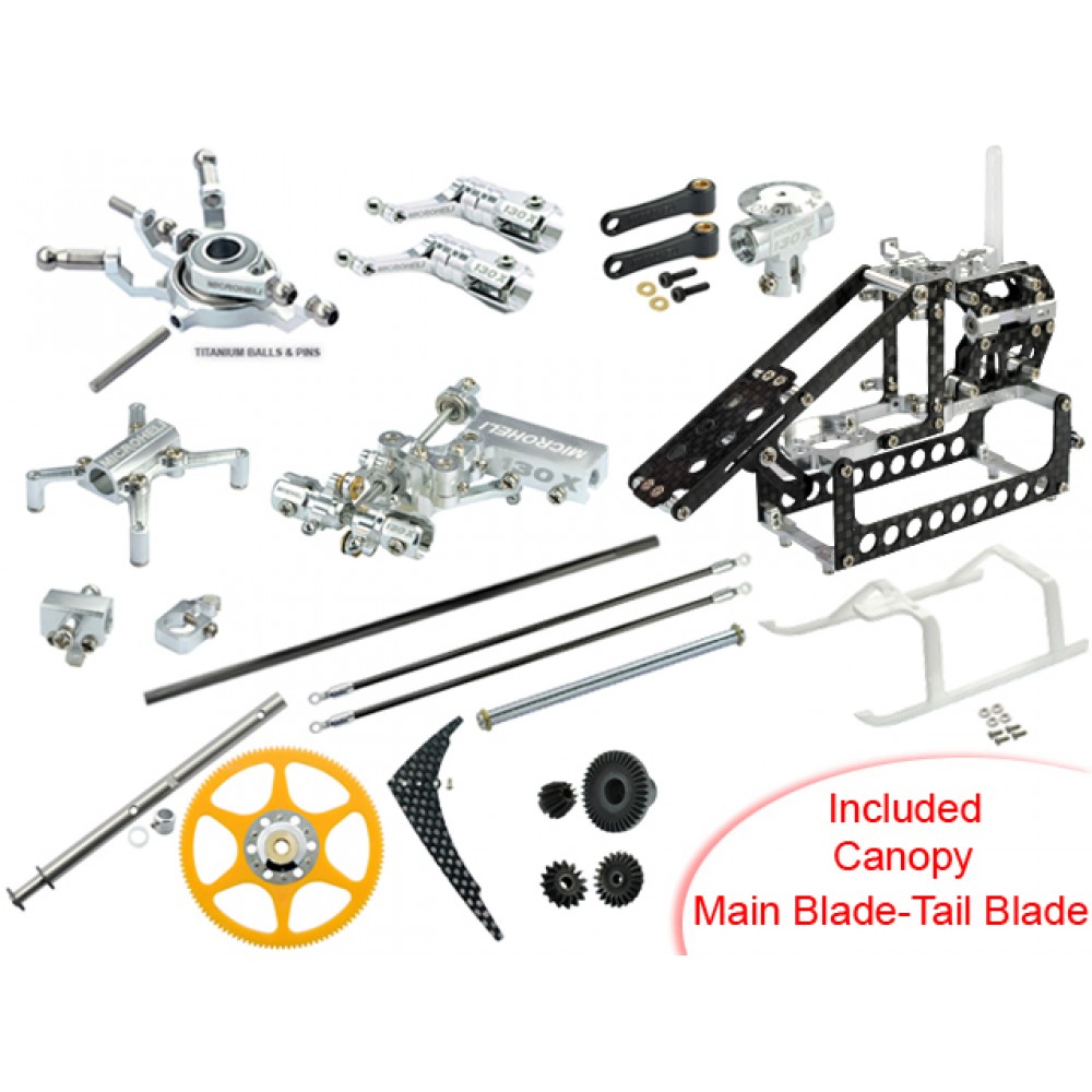 CNC Aluminum Tail Boom Round 4mm Upgrade combo - 130XXL
