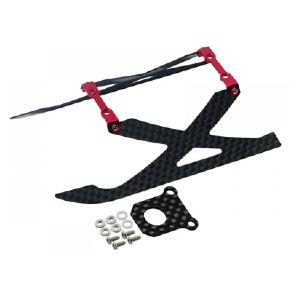 Aluminum/Carbon Fiber Landing Gear "X" Style (RED) - BLADE 130X