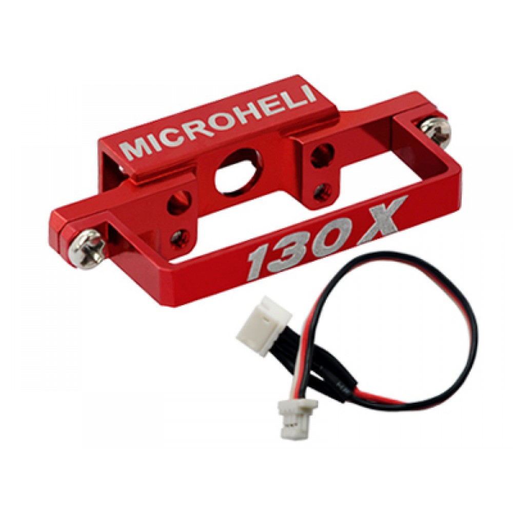 Aluminum DS35 Tail Servo Mount w/ Cable (RED) - BLADE 130X