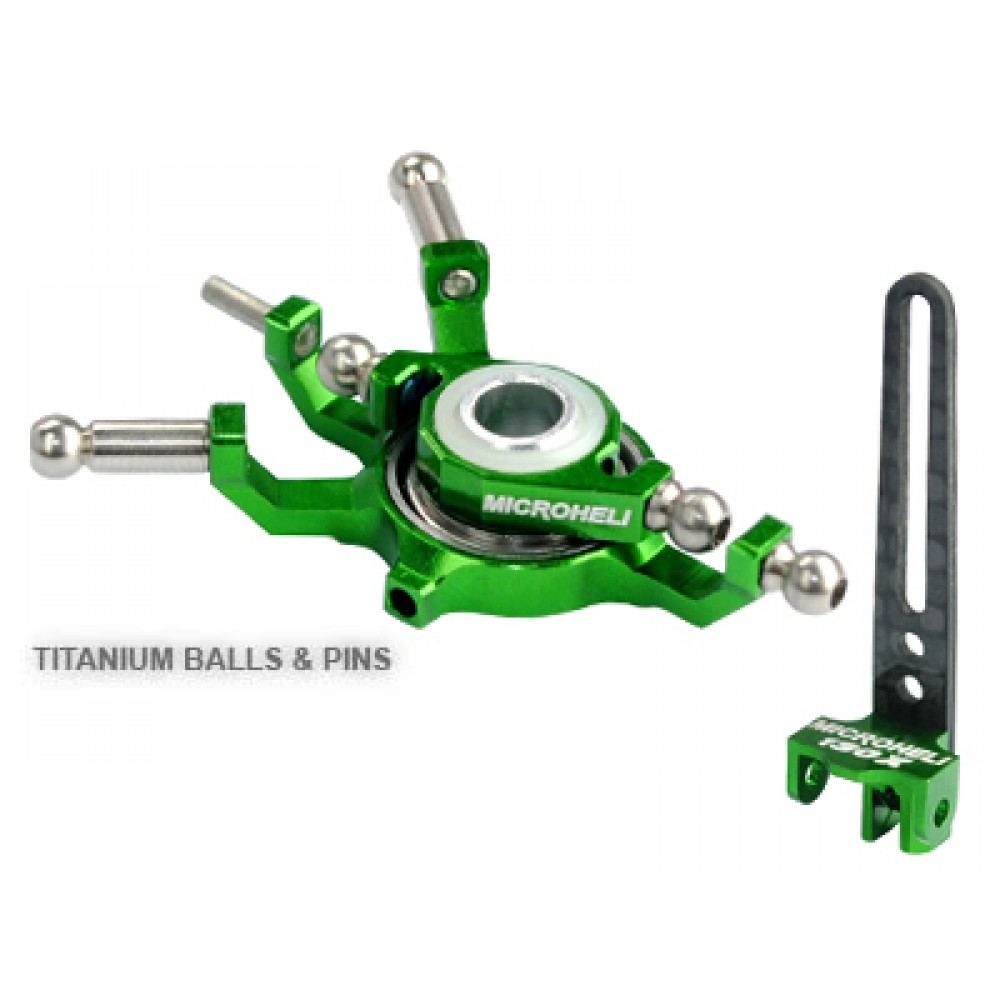 Titanium X Swashplate w/ Anti-Rotation Guide combo (GREEN) - BLADE 130X