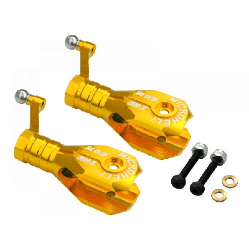 Aluminum Main Blade Grip w/ Thrust Bearing (GOLD) - BLADE 300X