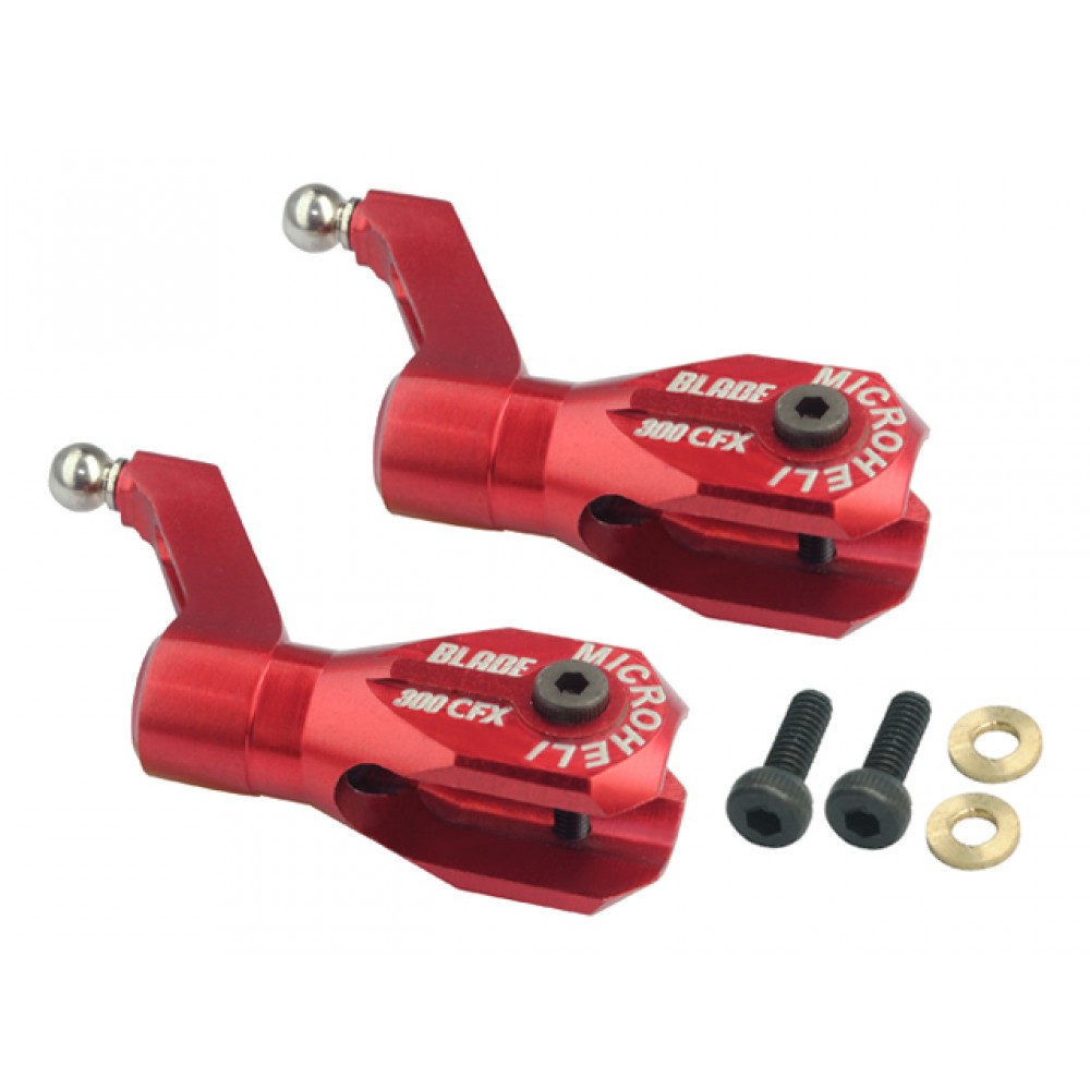 Aluminum Main Blade Grip w/ Thrust Bearing (RED) - BLADE 300 CFX