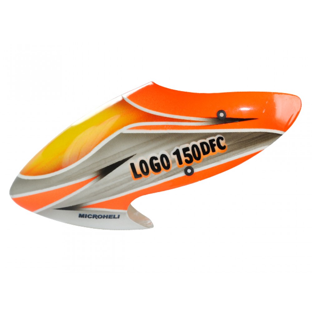 Airbrush Fiberglass Orange Tornado LOGO Canopy - T-REX 150 DFC