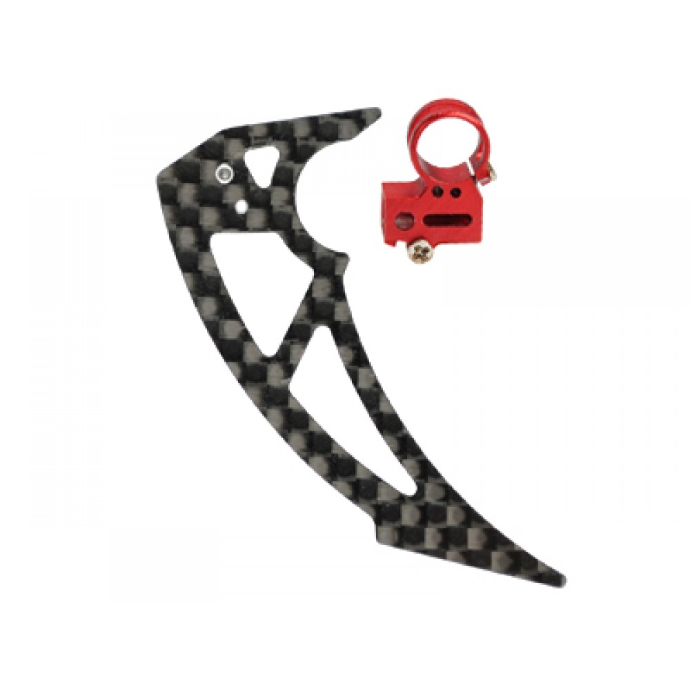 Aluminum Tail Motor Mount w/ Vertical Fin set (RED) - T-REX 150 DFC