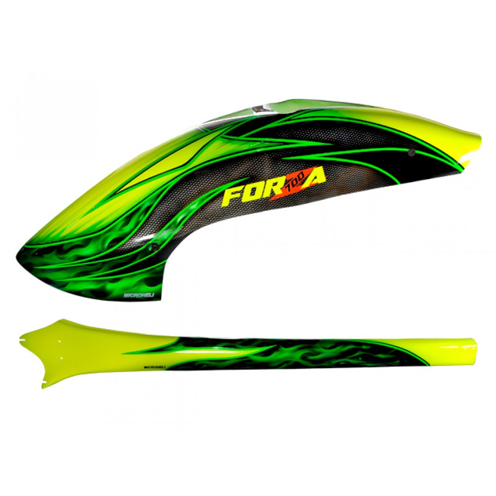 Airbrush Fiberglass Green Flame Fuselage - FORZA 700