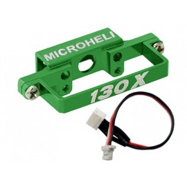 Aluminum DS35 Tail Servo Mount w/ Cable (GREEN) - BLADE 130X