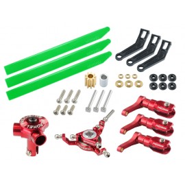 CNC AL/Plastic Triple Green Blade Conversion set (RED) - BLADE 180 CFX / 150 S / Smart