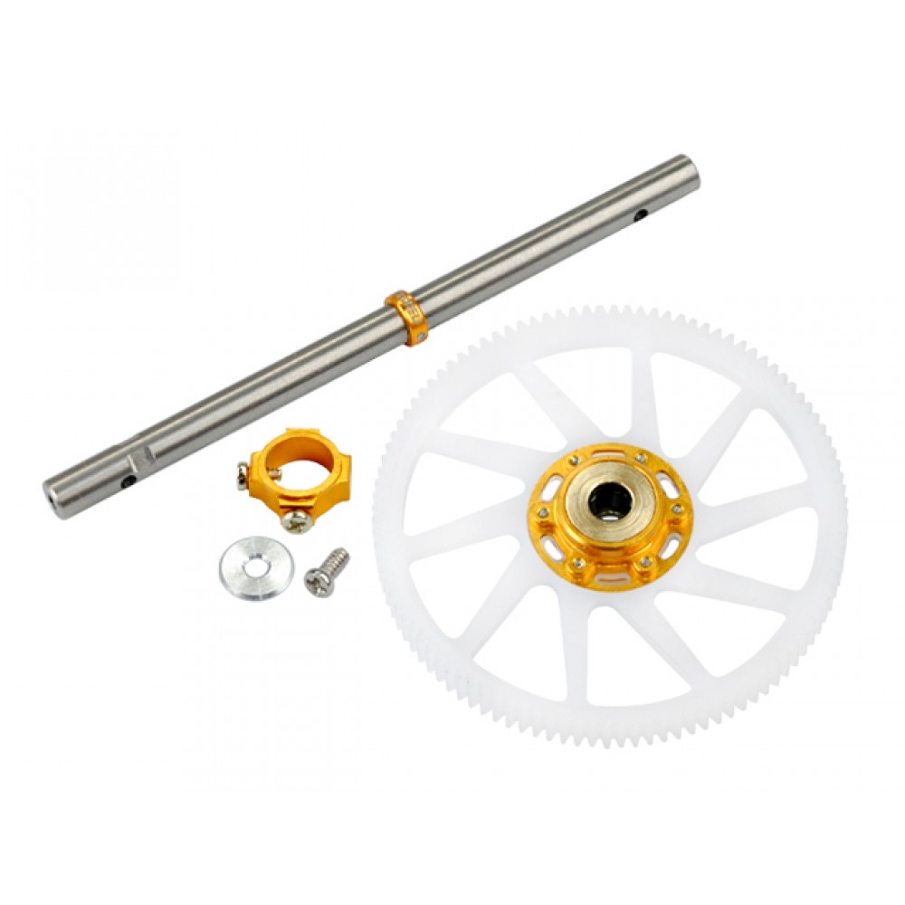 Titanium Main Shaft/CNC Delrin Main Gear/Auto-Rotation Hub set (GOLD) - BLADE 180 CFX / 150 S / Smart