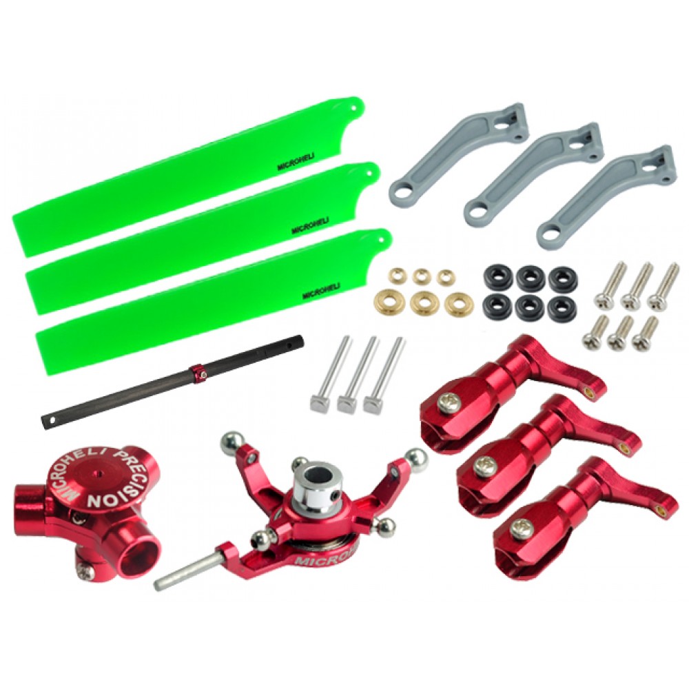 CNC AL/Plastic Triple Green Blade Conversion set (RED) - BLADE 200 SRX/ 200 S