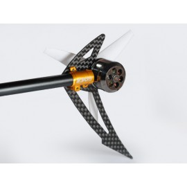 AL/Carbon Fiber Light Weight Tail Motor Mount w/ Fin "F" set (GOLD) - BLADE 200S / 250 CFX / 230S / V2 / Smart