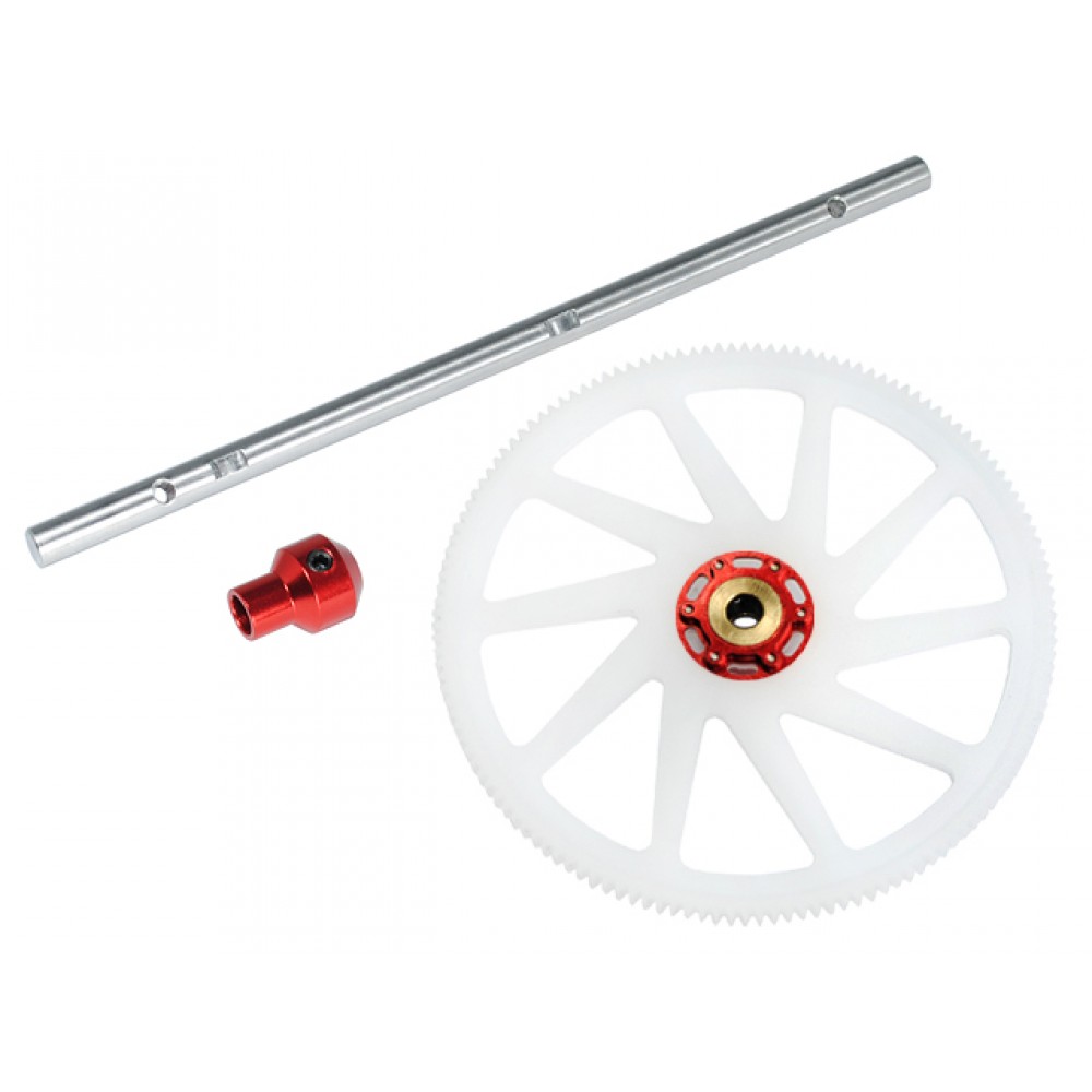 Main Shaft/CNC Delrin Main Gear/Auto-Rotation Hub set (RED) - BLADE 250 CFX