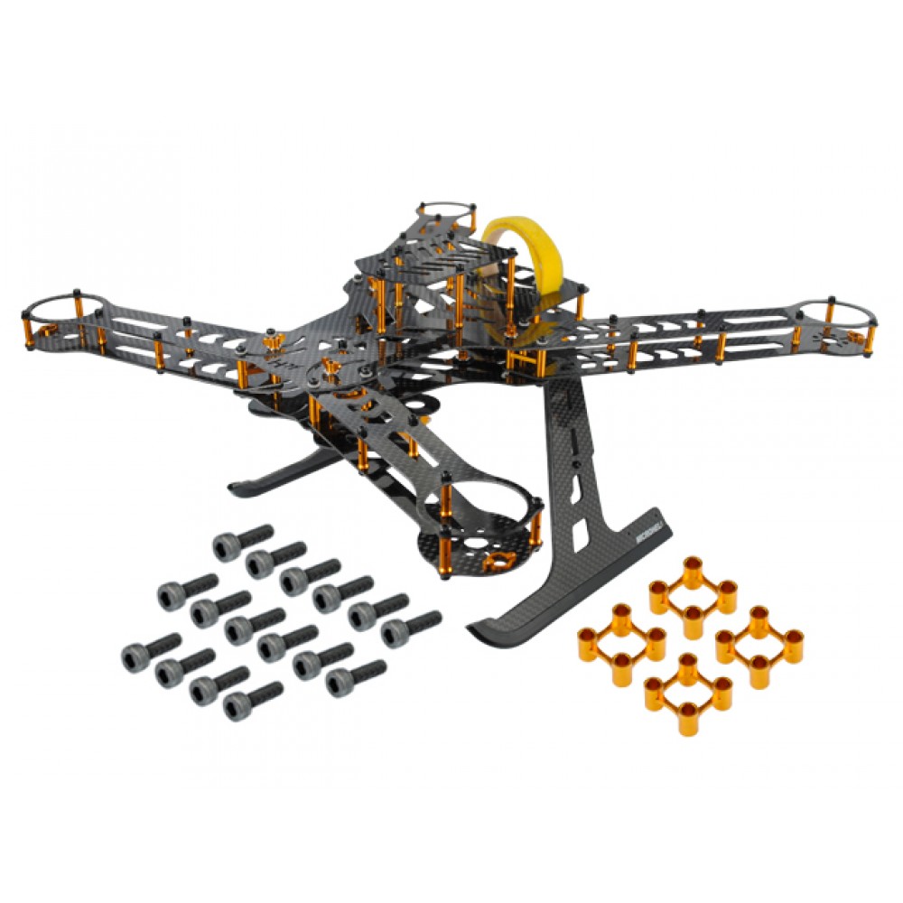 CNC Aluminum/Carbon Fiber Quadcopter Frame Kit (GOLD) - BLADE 350 QX