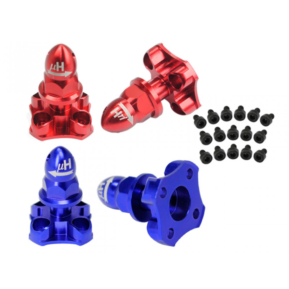 Precision CNC AL Prop Adapter w/ Nut Cap set (RED-BLUE/PURPLE) - BLADE 350 QX