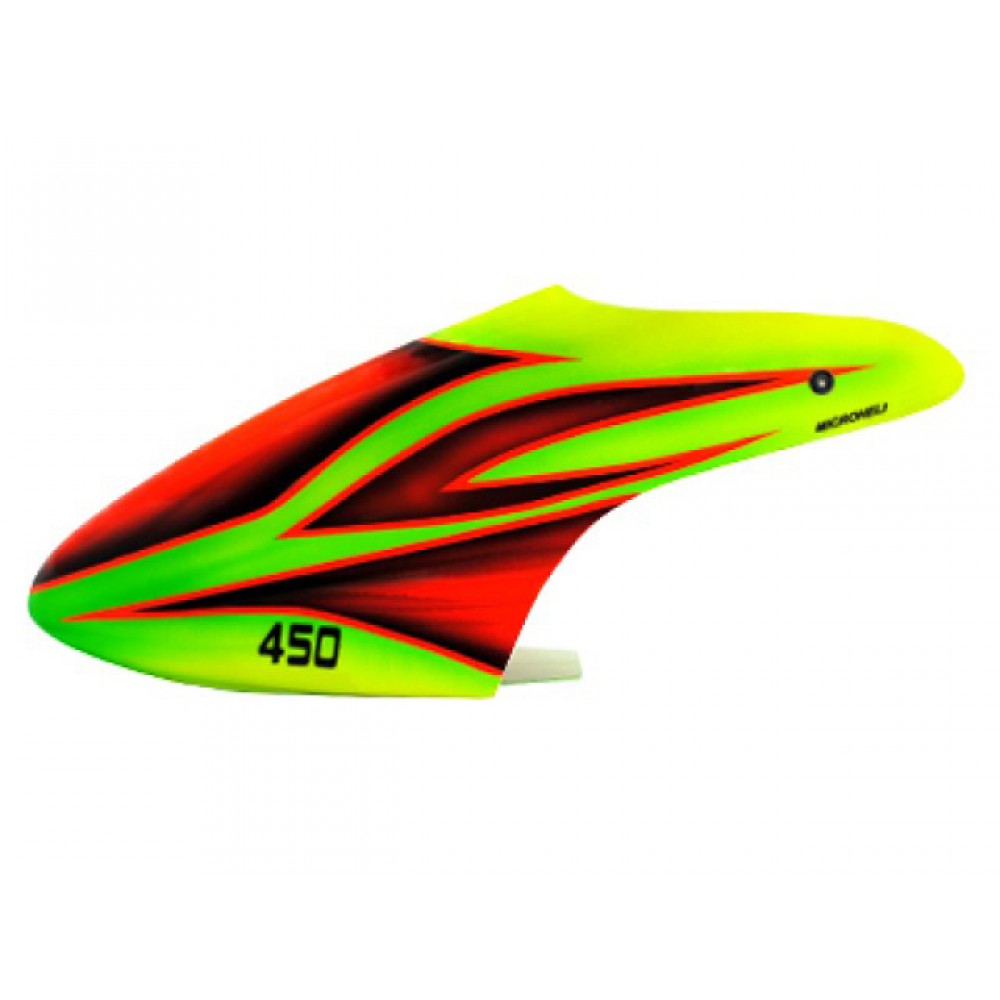 Airbrush Fiberglass Green Fire Canopy - BLADE 450X/3D