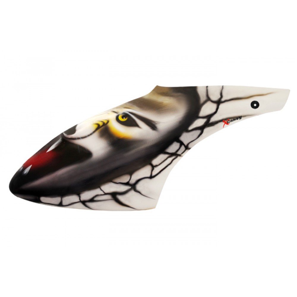 XCanopy Airbrush Fiberglass Snow Leopard Canopy - BLADE 500X/3D