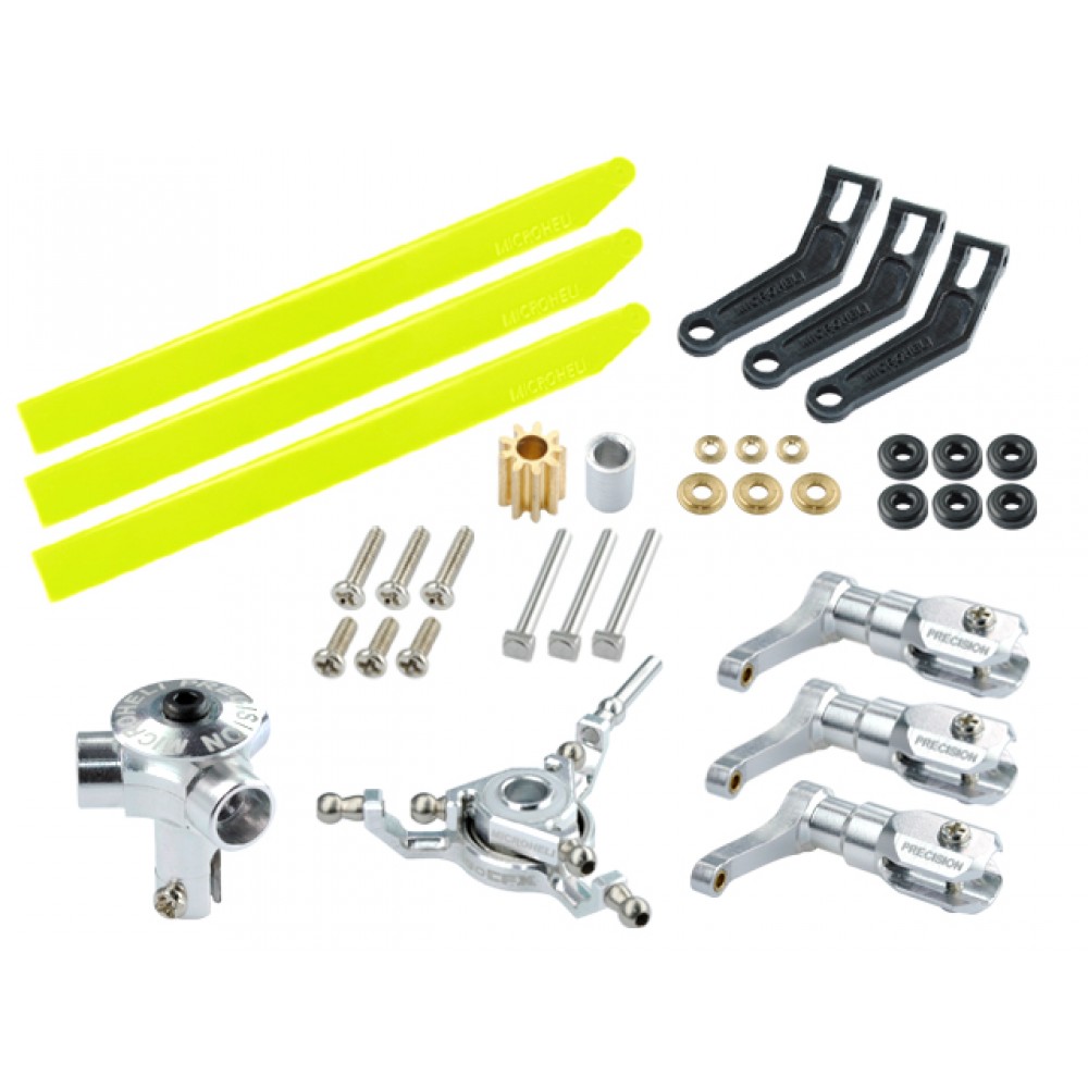 CNC Aluminum/Plastic Triple Yellow Blade Conversion set - BLADE 130 S