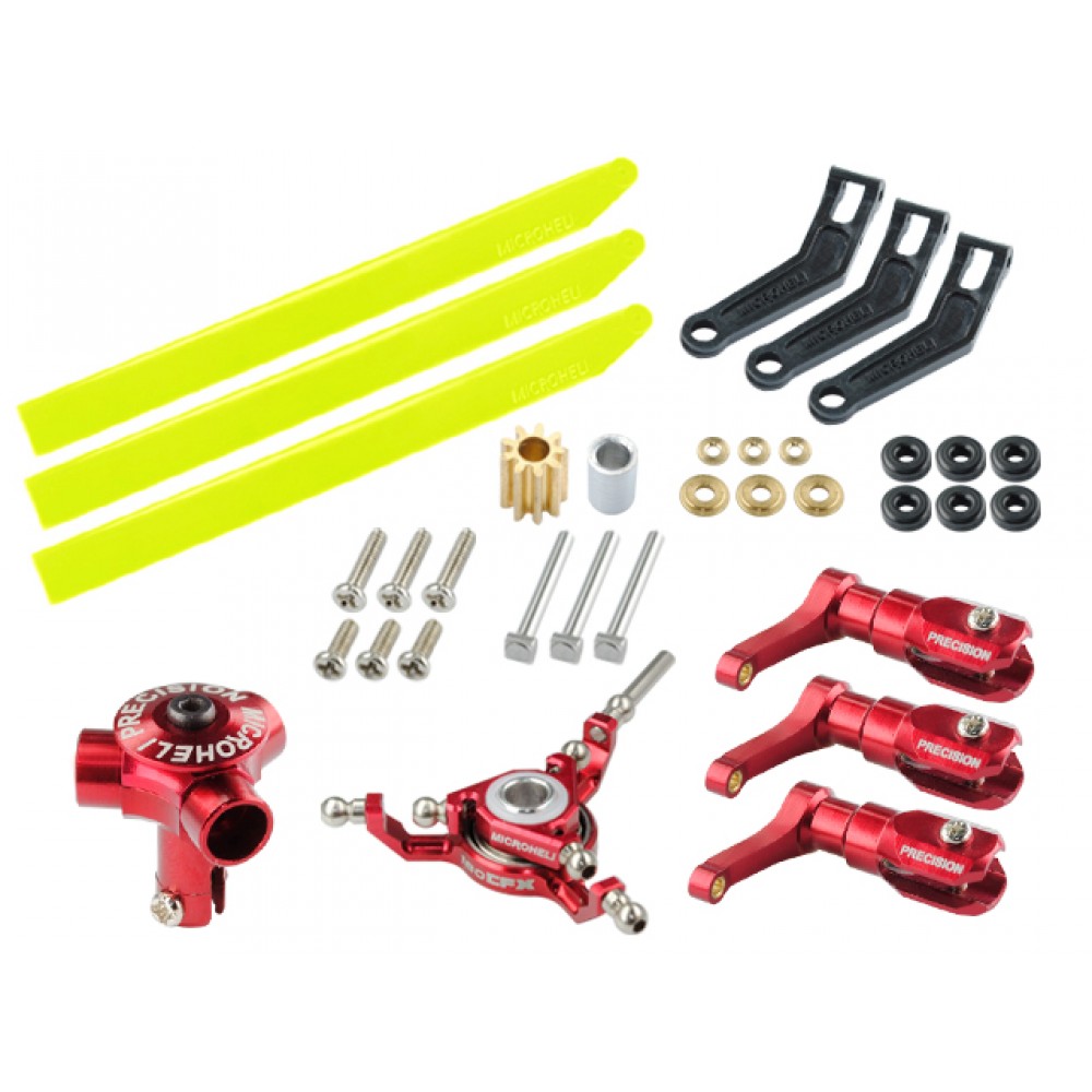 CNC AL/Plastic Triple Yellow Blade Conversion set (RED) - BLADE 130 S