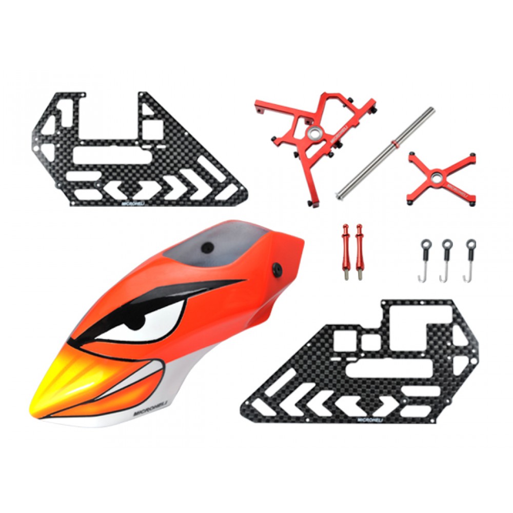 Short Head w/ Reorder Servos/Canopy Set (RED)(for MICROHELI frame BLADE 130 S)