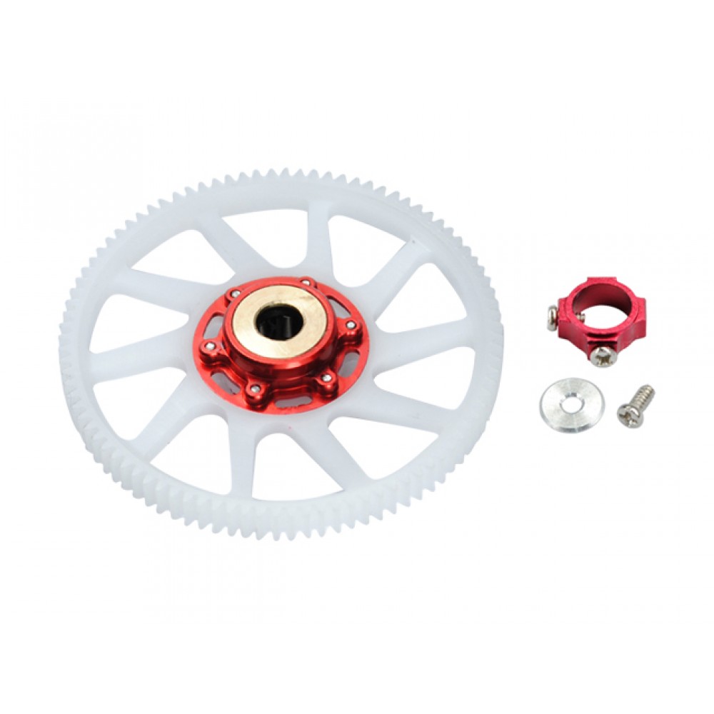 CNC Delrin Main Gear w/ Auto-Rotation Hub set (RED) (for MH-130S067X/167X)