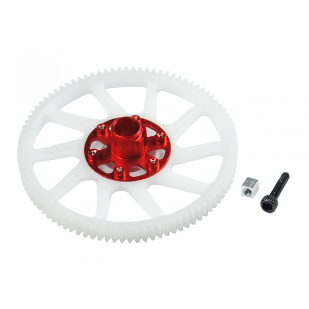 CNC Delrin Main Gear w/ Adjustable Hub set (RED) - BLADE 130 S