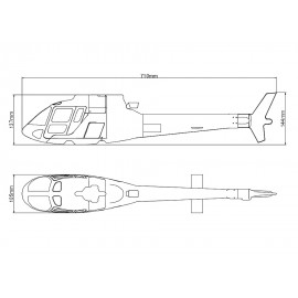 Airbrush Fiberglass AS350 Scale w/ Landing Gear - BLADE 450X / 330X / 330S