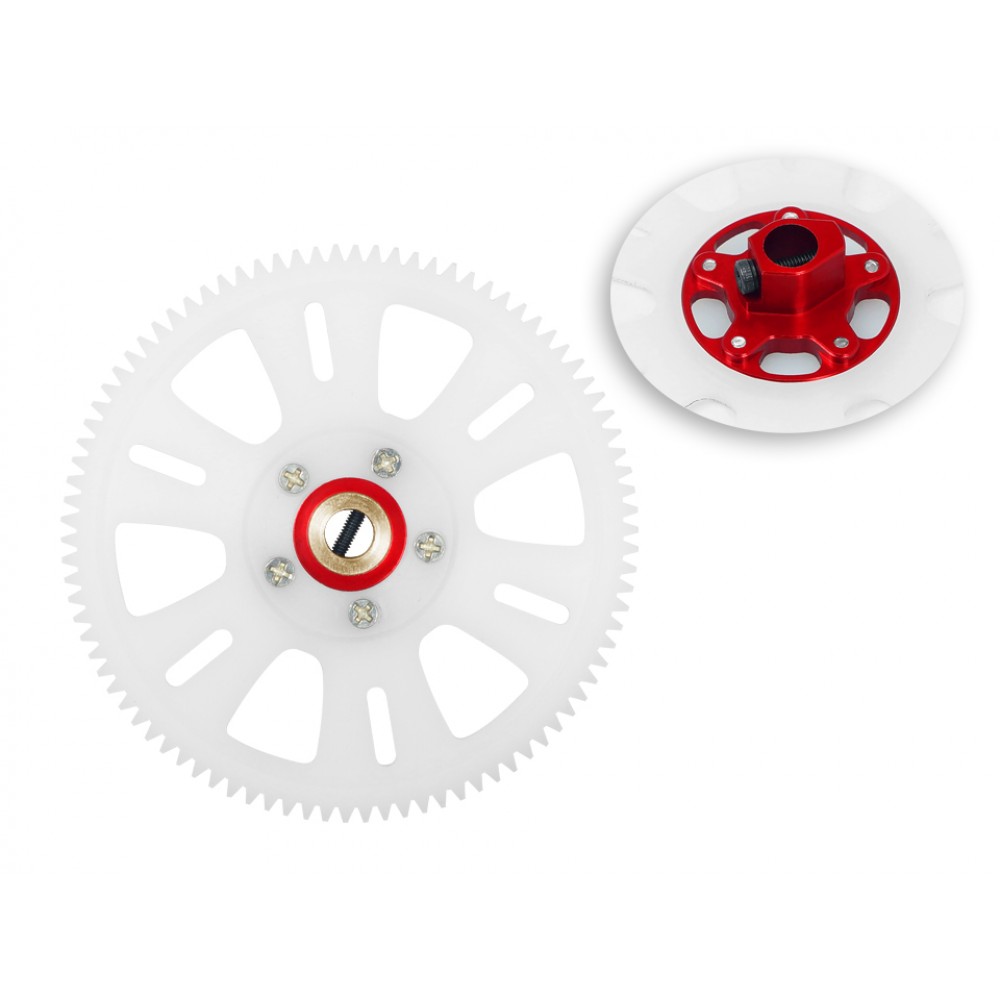 CNC Delrin Main Tail Drive Gear w/ Aluminum Hub set (RED) - BLADE 450X / 330X / 330S