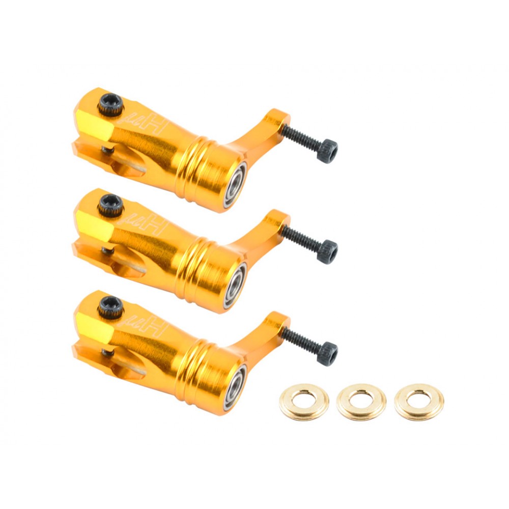 Aluminum Main Blade Grip W/ Thrust Bearing (GOLD) - BLADE 180 CFX TRIO