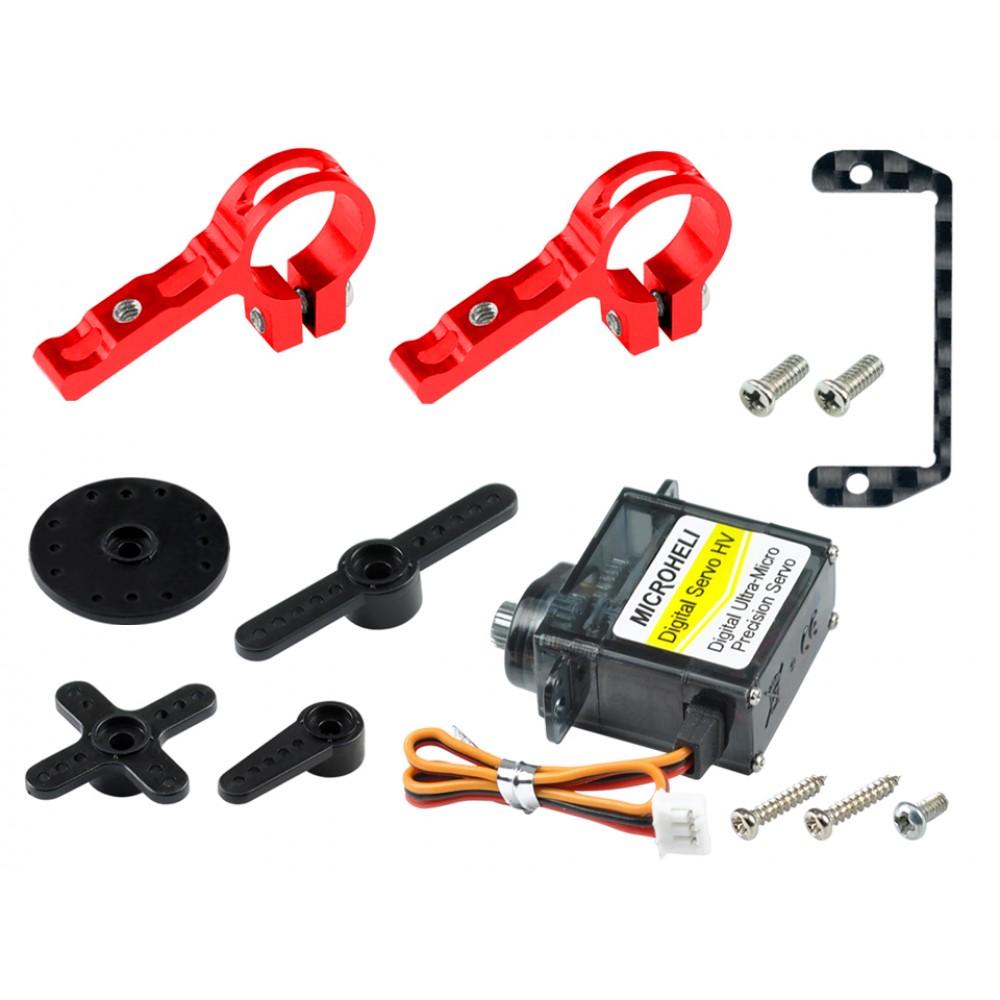 Aluminum Mount w/ Digital Metal Gear Tail Servo (RED) - BLADE 180 CFX