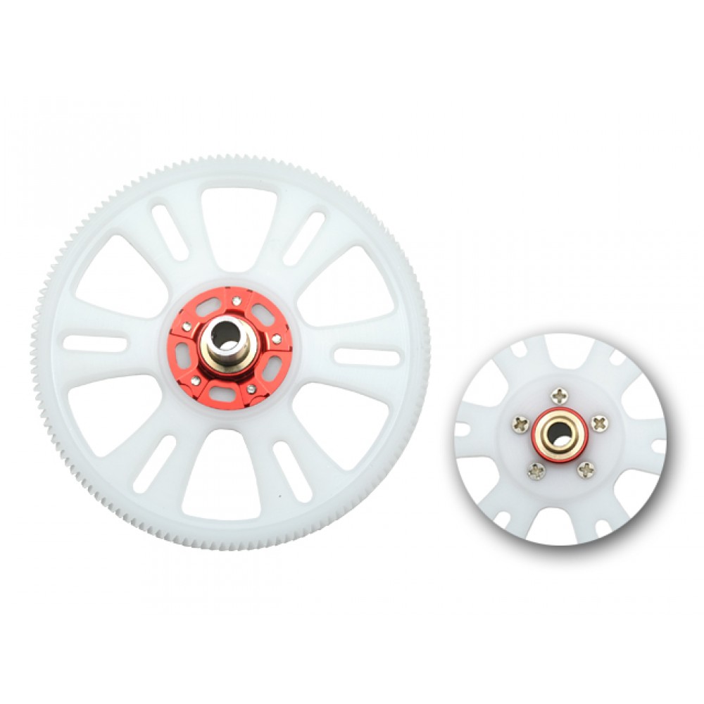 CNC Delrin Main Gear w/ Auto-Rotation Hub set (RED) - BLADE FUSION 270