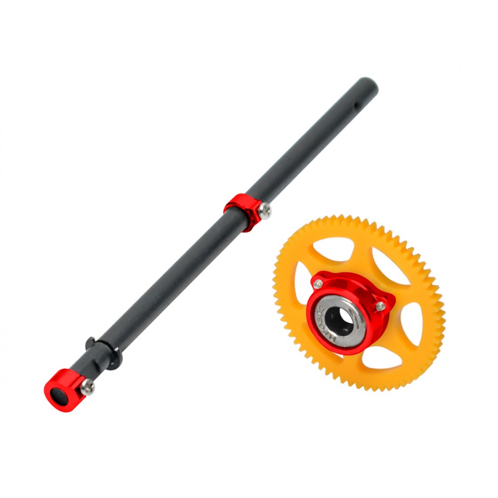 Carbon Main Shaft/Molded Main Gear/Auto-Rotation Hub Set (RED) - BLADE MCPX BL2