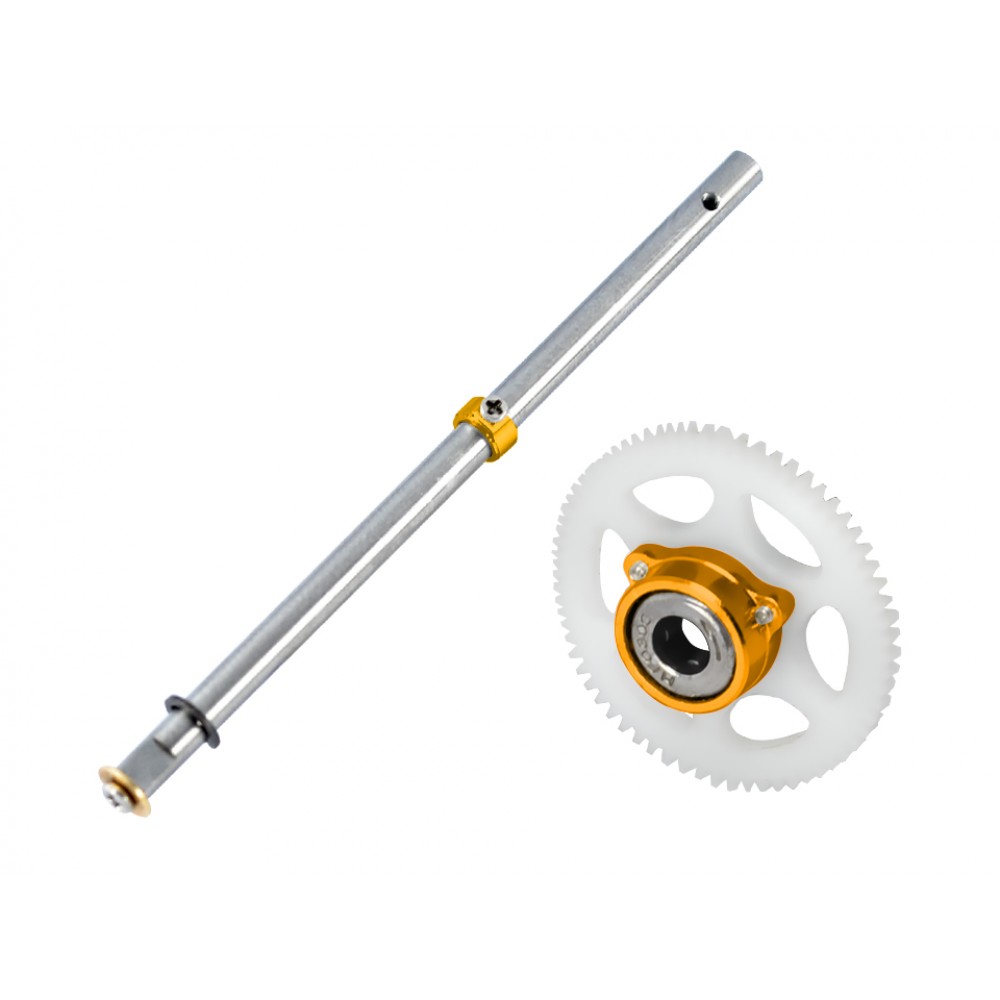 Titanium Main Shaft/CNC Delrin Main Gear/Auto-Rotation Hub Set (GOLD) - BLADE MCPX BL2