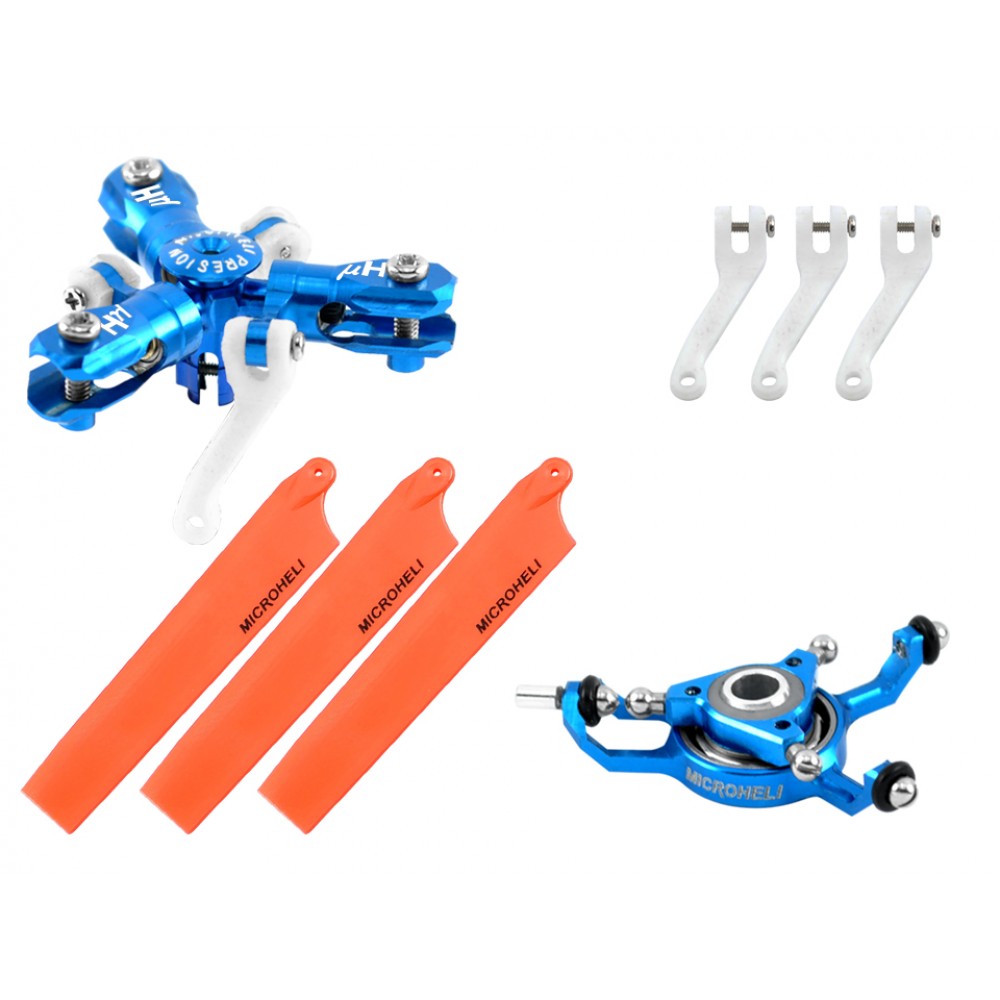 CNC Triple Orange Blades Conversion set (BLUE) - BLADE MCPXBL / BL2