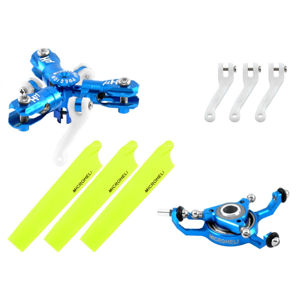 CNC Triple Yellow Blades Conversion set (BLUE) - BLADE MCPXBL / BL2