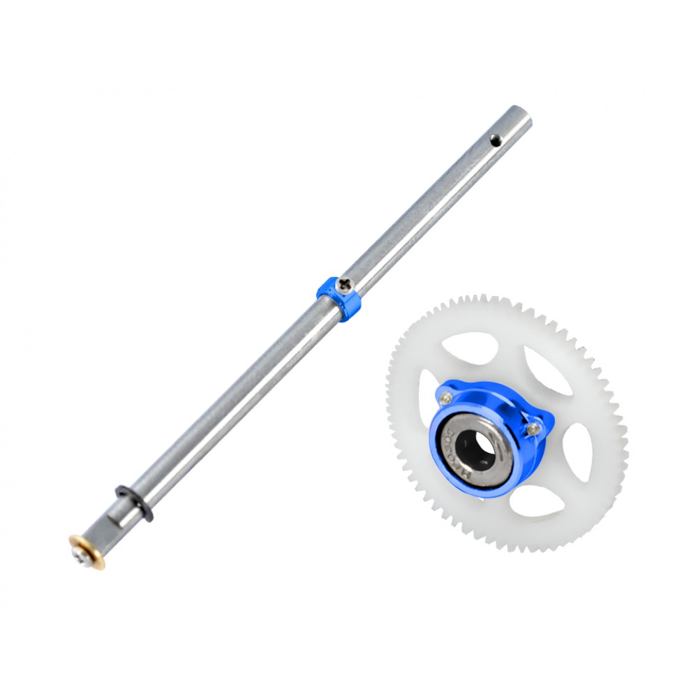 Titanium Main Shaft/CNC Delrin Main Gear/Auto-Rotation Hub Set (BLUE) - BLADE MCPX BL2