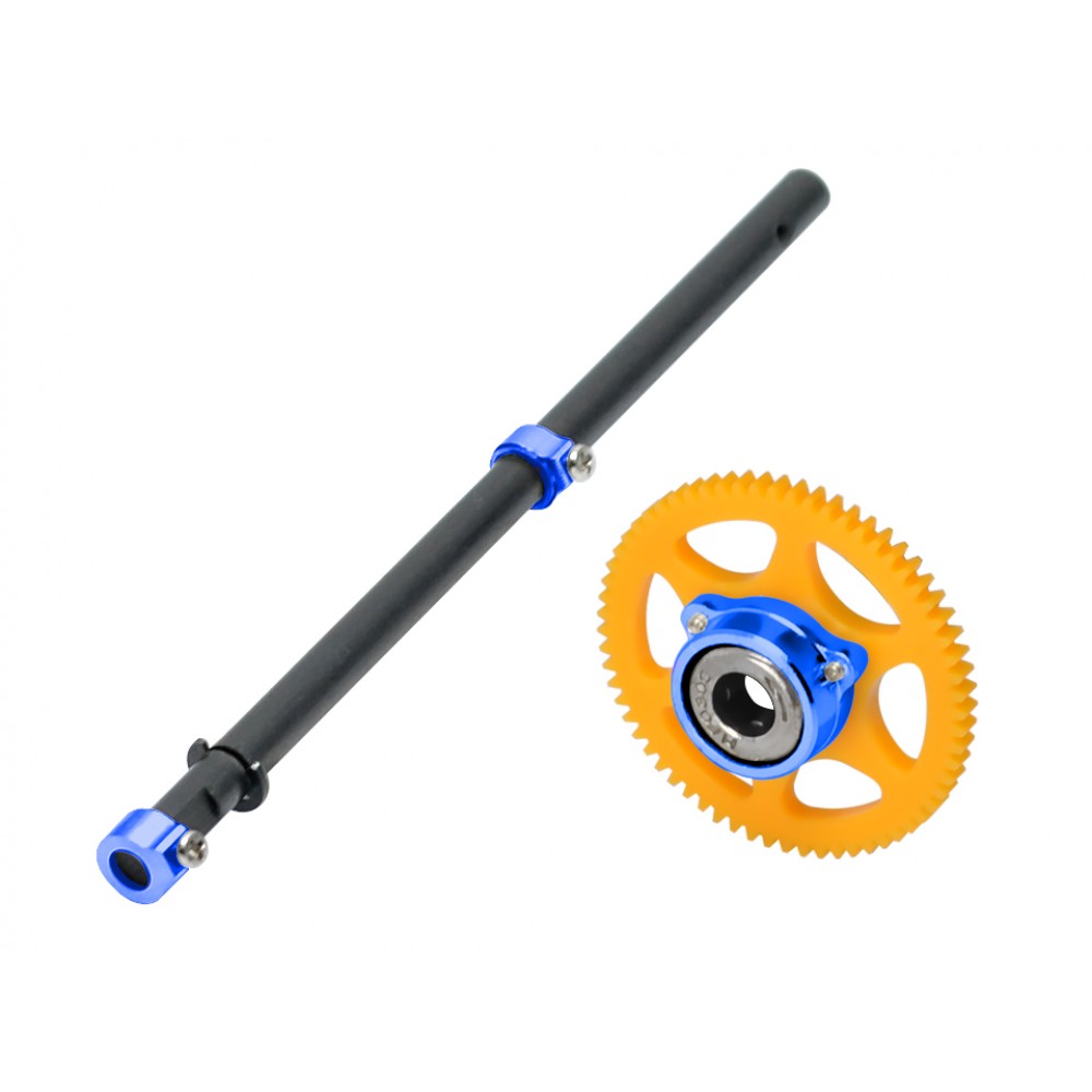 Carbon Main Shaft/Molded Main Gear/Auto-Rotation Hub Set (BLUE) - BLADE MCPX BL2