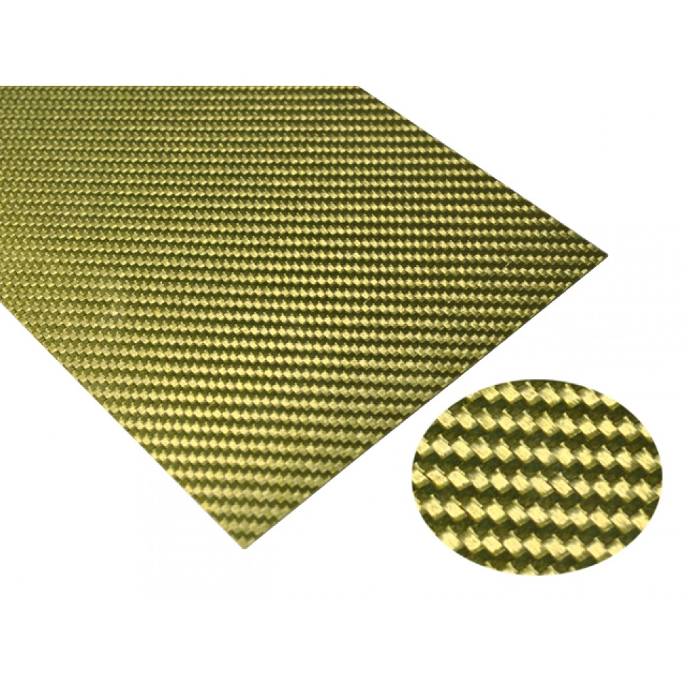 High Gloss Twill Weave Carbon Fiber Sheet 200 x 100 x 0.6mm (YELLOW)
