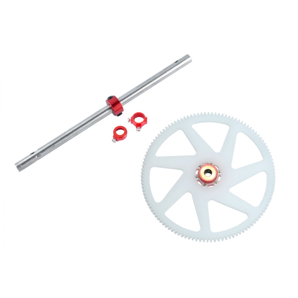 Titanium Main Shaft/CNC Delrin Main Gear/Auto-Rotation Hub Set (RED)- WALKERA MASTER CP