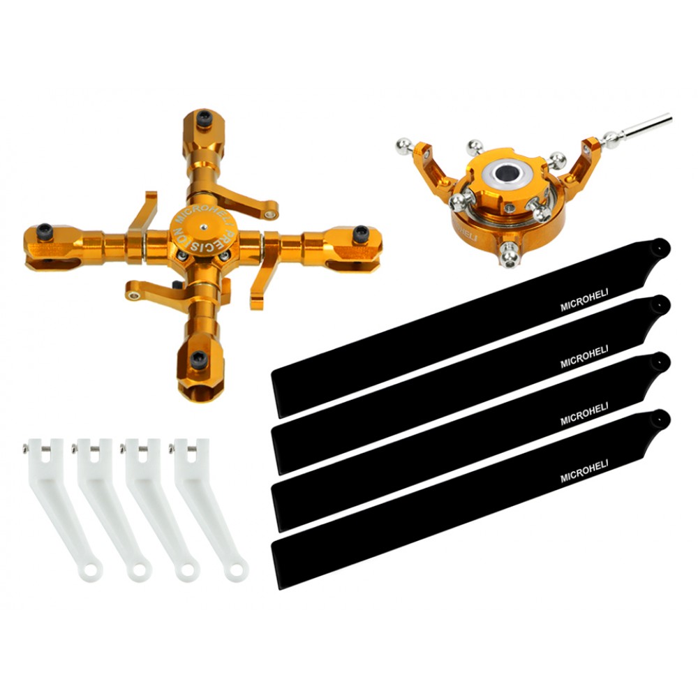 CNC Quad Carbon Plastic Blades Conversion set (GOLD) - OMP Hobby M2 EVO
