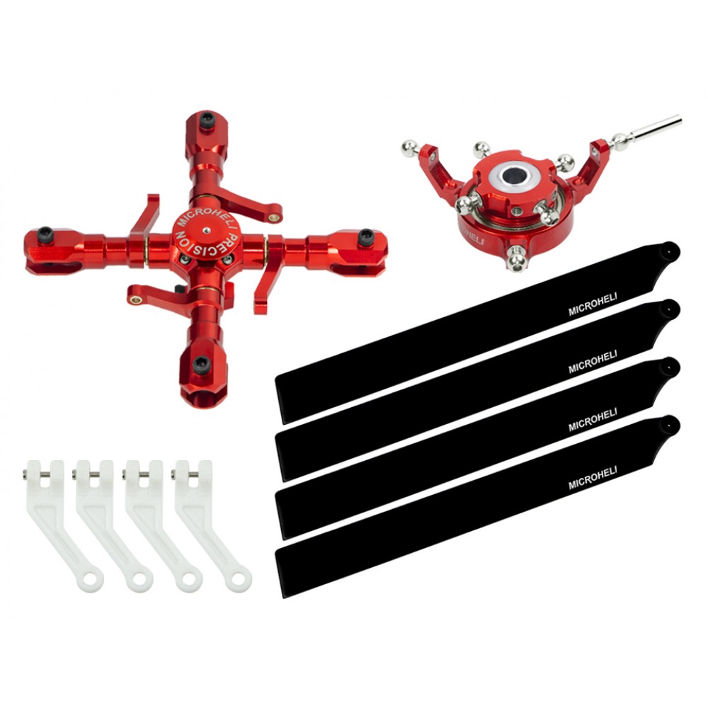 CNC Quad Carbon Plastic Blades Conversion set (RED) - OMP Hobby M2 V1/V2/EXP