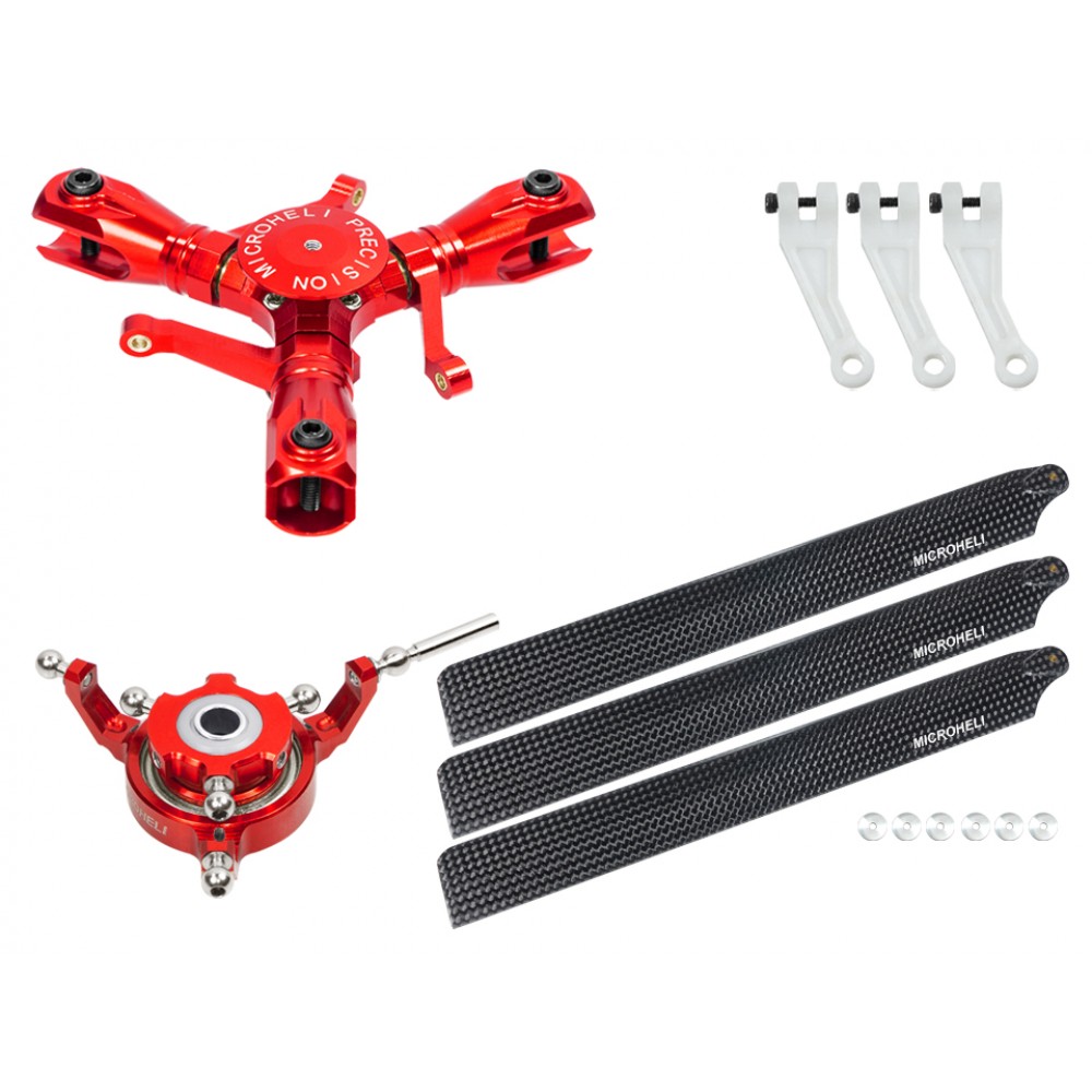 CNC Triple Carbon Fiber Blades Conversion Set (RED)- OMP Hobby M2 V1/V2/EXP