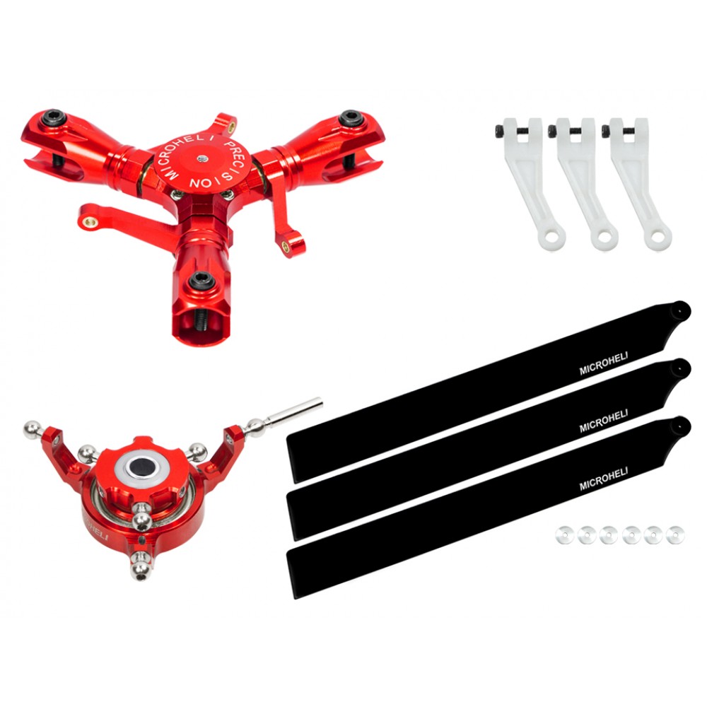 CNC Triple Carbon Plastic Blades Conversion set (RED) - OMP Hobby M2 V1/V2/EXP