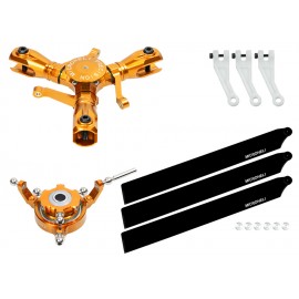 CNC Triple Carbon Plastic Blades Conversion set (GOLD) - OMP Hobby M2 V1/V2/EXP