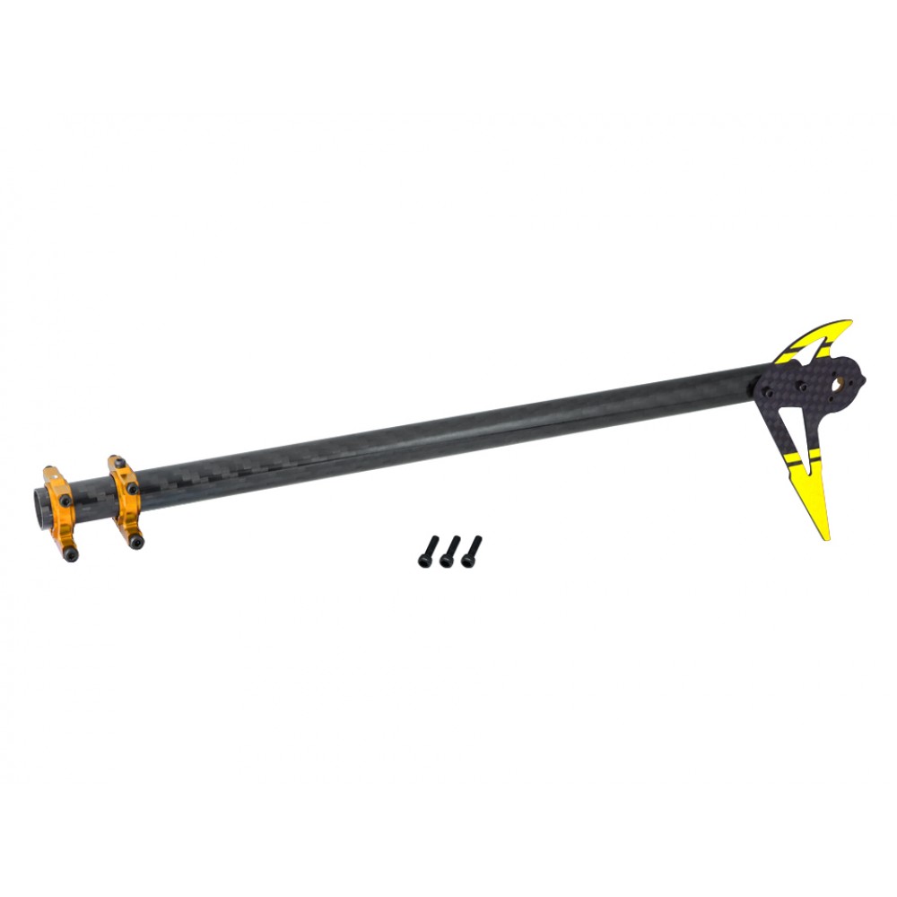 Tail Motor Mount w/ Round Carbon Fiber Boom Conversion Set (GOLD) - OMP Hobby M2 V2/EXP