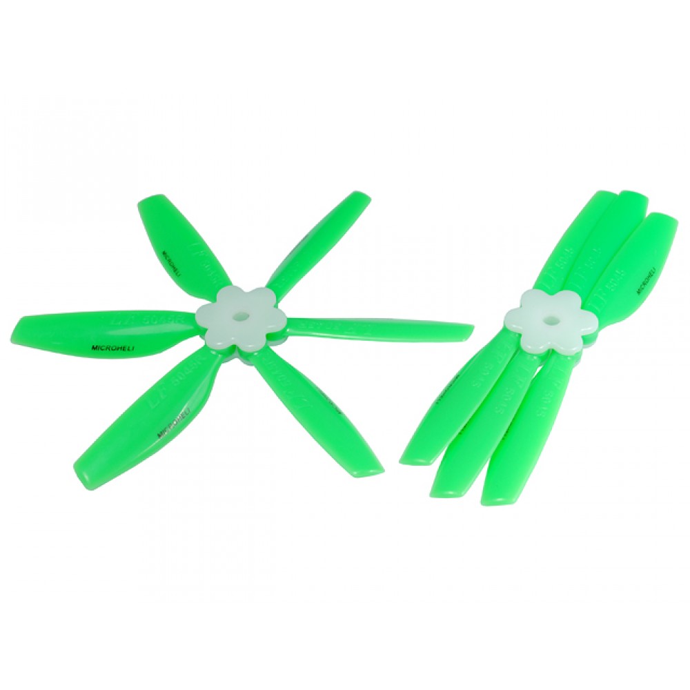 Plastic Folding 6-Blade Propeller 5045 CW/CCW w/Bracket (GREEN)