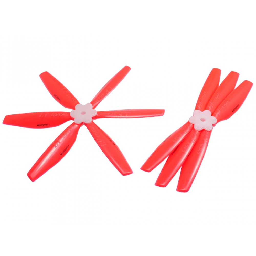 Plastic Folding 6-Blade Propeller 6045 CW/CCW w/Bracket (RED)