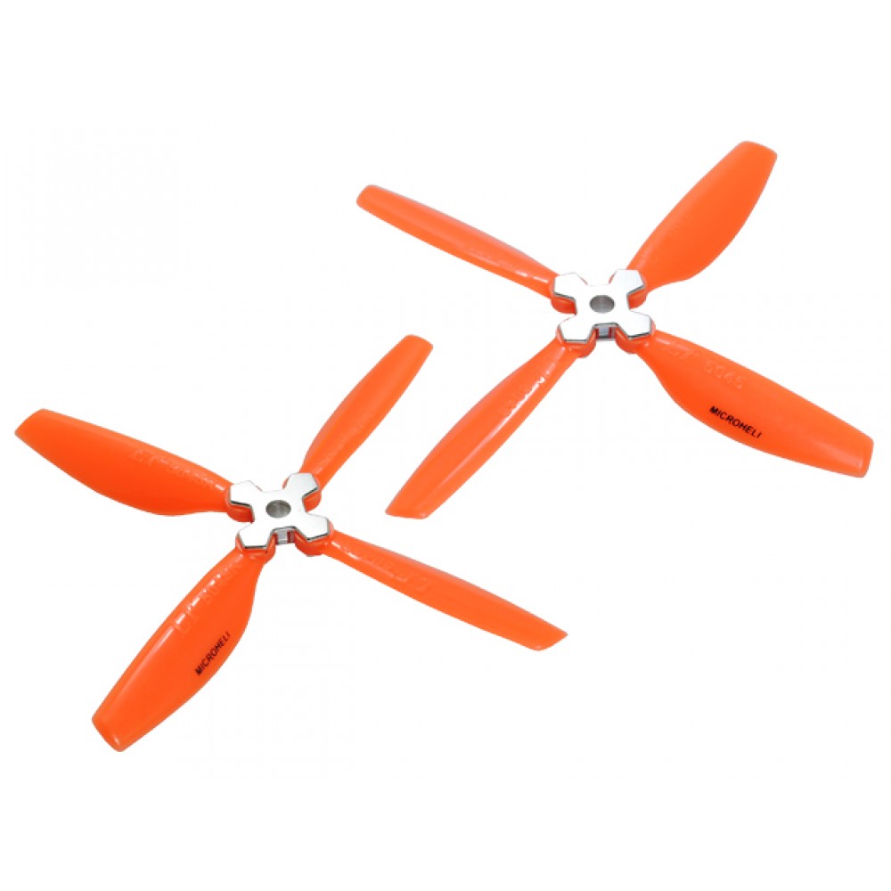 Plastic Folding 4-Blade Propeller 5045 CW/CCW w/Aluminum Bracket (ORANGE)