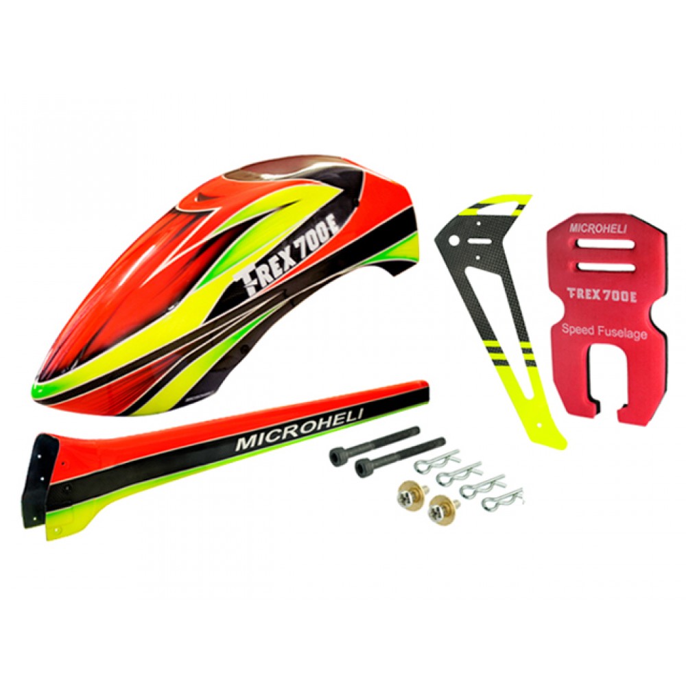 Airbrush Fiberglass Red Assassin Fuselage set - T-REX 700E / L