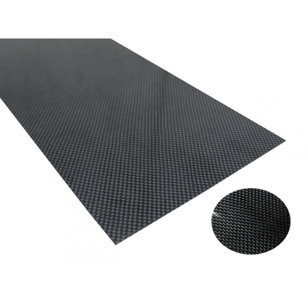 High Gloss Plain Weave Carbon Fiber Sheet 190 x 100 x 2.0mm