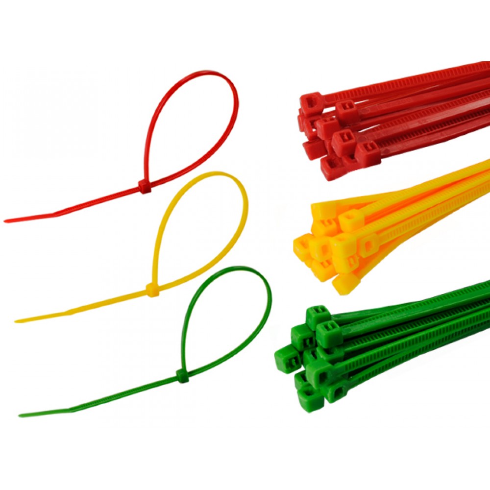 Nylon Cable Tie Wraps 200x2.5mm (GREEN/RED/YELLOW) (30pcs)