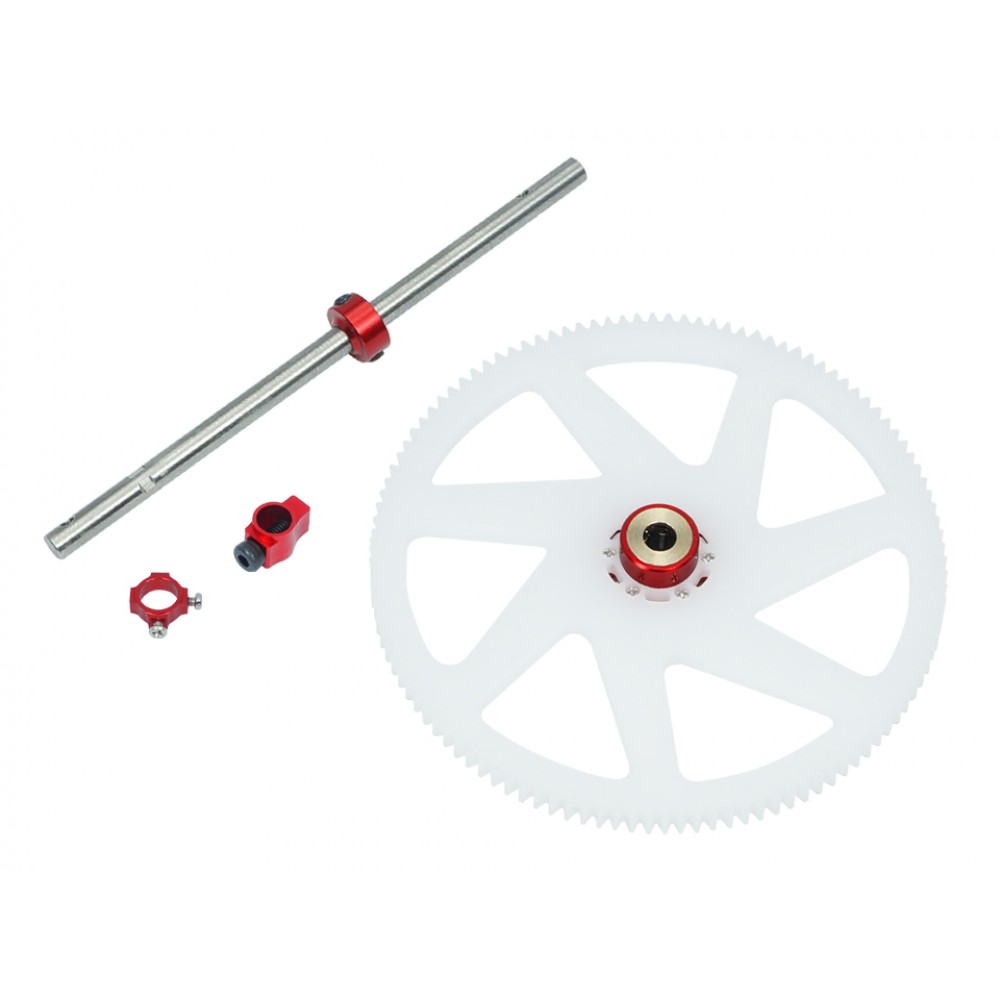 Titanium Main Shaft/CNC Delrin Main Gear/Auto-Rotation Hub Set (RED) - WLTOYS V950